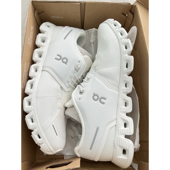 On Clouds Shoes - NEW On Cloud Cloud 5 Running Shoes All White Womens 59.98902 Size 9.5